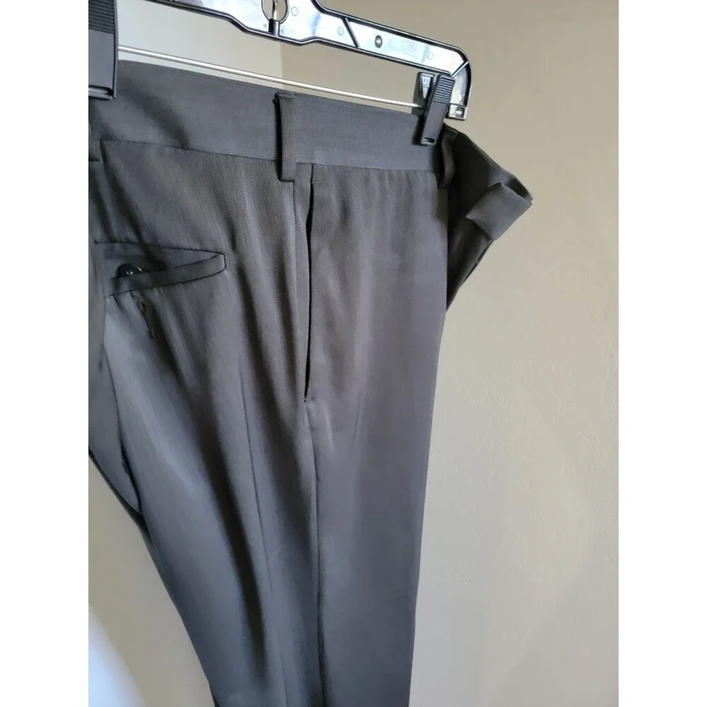 Men’s Dress Axist Pants Gray Slacks 38x32 Flat Front Polyester Career Workwear